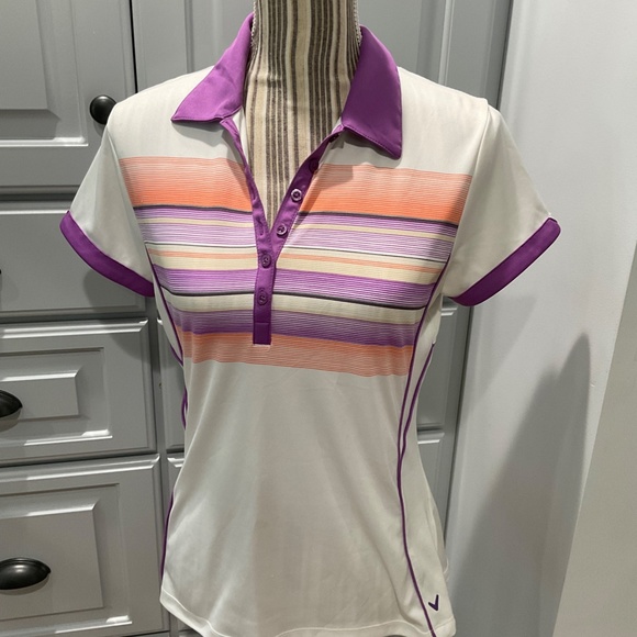 Calloway Woman's Purple and White Golf Shirt, Opti-Dri, Size M - Picture 8 of 11